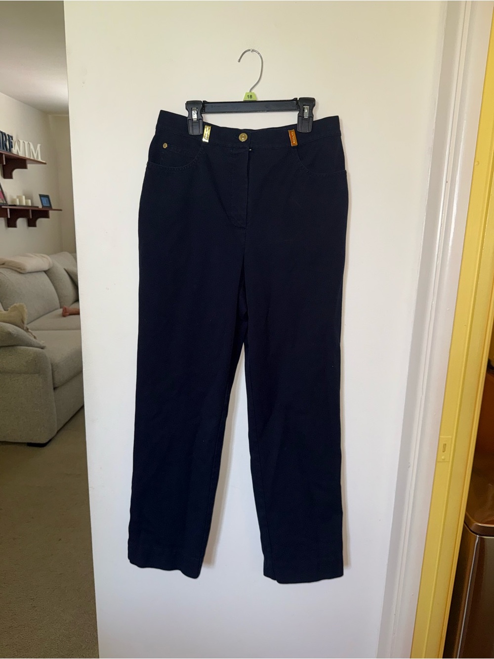 St. John Sport Women's Navy Pants Logo Button Size 6